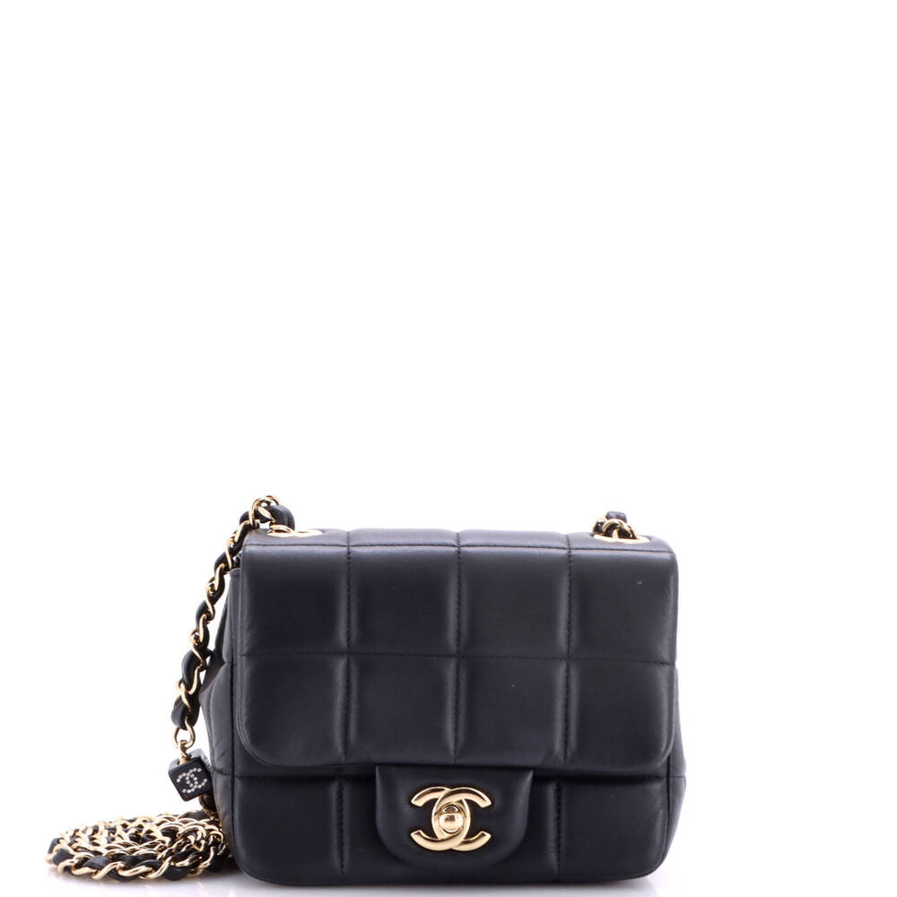 Chanel Mini Monacoco Logo Blocks Square Flap Bag Quilted Lambskin with Resin